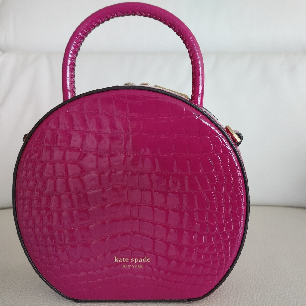 Kate Spade Andi Croc Embossed Canteen Bag with Crossbody Strap - Magenta - OS